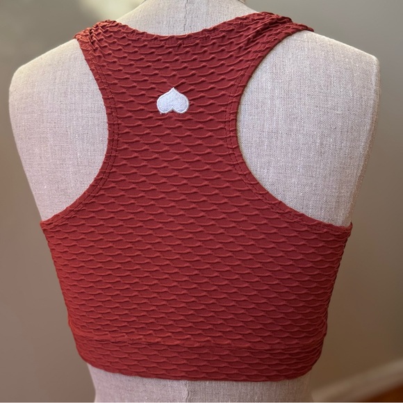 Booty by Brabants Croco Skin Scoop Top Crop Tank with Pads Supportive Orange OS - Picture 2 of 10